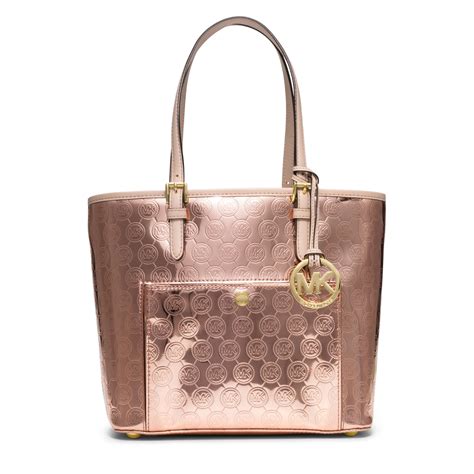 rose gold handbag michael kors|Michael Kors large gold tote.